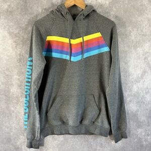 The Color Run Hoodie Men Adult Small Gray Rainbow Chevron Graphic Pullover